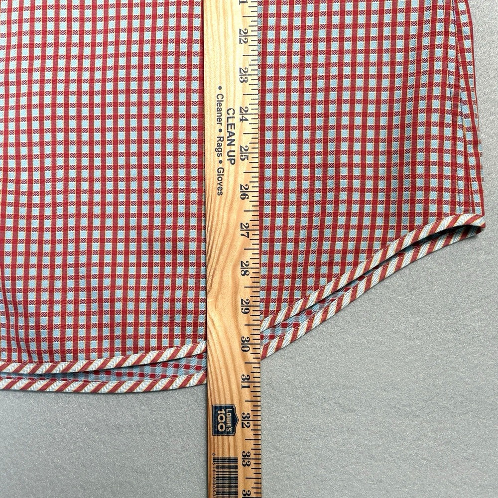 Robert Graham Shirt 2XL Red Checkered Geometric Long Sleeve Abstract Flip Cuff - Picture 8 of 12